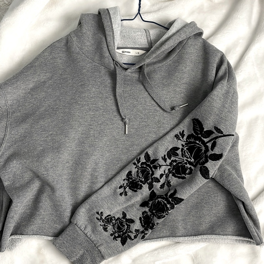 Grey Cropped Hoodie